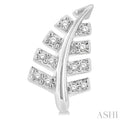 1/10 Ctw Fern Leaf Petite Round Cut Diamond FAshion Stud Earring in 10K White Gold