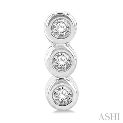 1/10 Ctw Petite Bezel Set Round Cut Diamond FAshion Stud Earring in 10K White Gold