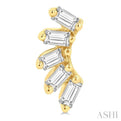 1/6 Ctw Curved Petite Baguette Cut Diamond FAshion Stud Earring in 10K Yellow Gold