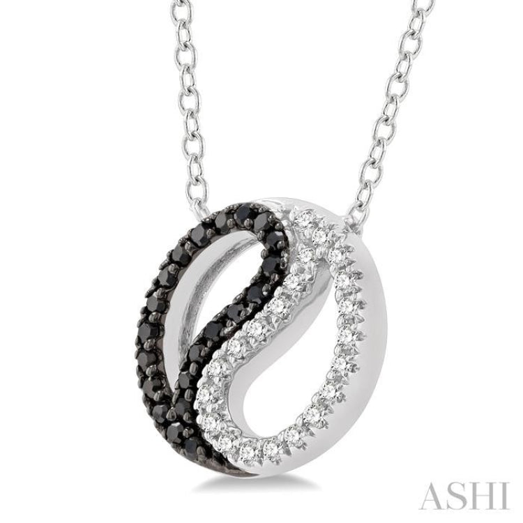 1/6 Ctw Tao Yin Yang Petite White & Black Round Cut Diamond FAshion Pendant With Chain in 10K White Gold