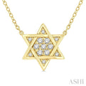 1/10 Ctw Star of David Petite Round Cut Diamond FAshion Pendant With Chain in 10K Yellow Gold