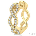 1/4 ctw Petite Twisted Round Cut Diamond FAshion Huggies in 10K Yellow Gold