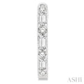 1/4 ctw Petite Baguette and Round Cut Diamond FAshion Huggies in 10K White Gold