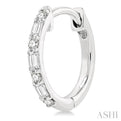 1/4 ctw Petite Baguette and Round Cut Diamond FAshion Huggies in 10K White Gold