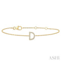 1/20 ctw Initial 'D' Round Cut Diamond Bracelet in 10K Yellow Gold