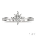 1/10 Ctw Star Center Round Cut Diamond Petite FAshion Ring in 10K White Gold