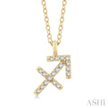 1/10 Ctw Sagittarius Round Cut Diamond Zodiac Pendant With Chain in 10K Yellow Gold