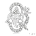 1/6 ctw Petite Ganesha in 'OM' Symbol Round Cut Diamond FAshion Stud Earring in 10K White Gold