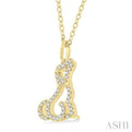 1/8 ctw Petite Dog Motif Round Cut Diamond FAshion Pendant With Chain in 10K Yellow Gold