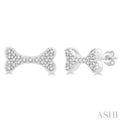 1/6 Ctw Dog Bone Petite Round Cut Diamond FAshion Stud Earring in 10K White Gold