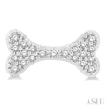 1/6 Ctw Dog Bone Petite Round Cut Diamond FAshion Stud Earring in 10K White Gold