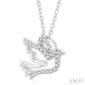 1/10 ctw Petite Dove Round Cut Diamond FAshion Pendant With Chain in 10K White Gold