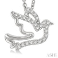 1/10 ctw Petite Dove Round Cut Diamond FAshion Pendant With Chain in 10K White Gold