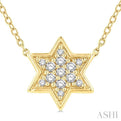 1/10 Ctw Star of David Petite Round Cut Diamond FAshion Pendant With Chain in 10K Yellow Gold