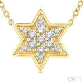 1/10 Ctw Star of David Petite Round Cut Diamond FAshion Pendant With Chain in 10K Yellow Gold