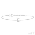 1/20 ctw Initial 'E' Round Cut Diamond Bracelet in 10K White Gold