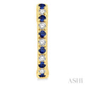 1/10 ctw Petite 1.35 MM Sapphire and Round Cut Diamond Precious FAshion Huggies in 10K Yellow Gold