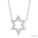 1/10 Ctw Star of David Petite Round Cut Diamond FAshion Pendant With Chain in 10K White Gold