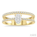 1/3 ctw Twin Band Oval Shape Lovebright Round Cut Diamond FAshion Ring in 14K Yellow and White Gold