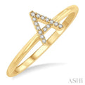 1/20 Ctw Initial 'A' Round Cut Diamond FAshion Ring in 10K Yellow Gold