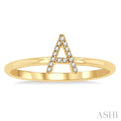 1/20 Ctw Initial 'A' Round Cut Diamond FAshion Ring in 10K Yellow Gold