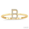 1/20 Ctw Initial 'B' Round Cut Diamond FAshion Ring in 10K Yellow Gold