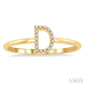 1/20 Ctw Initial 'D' Round Cut Diamond FAshion Ring in 10K Yellow Gold