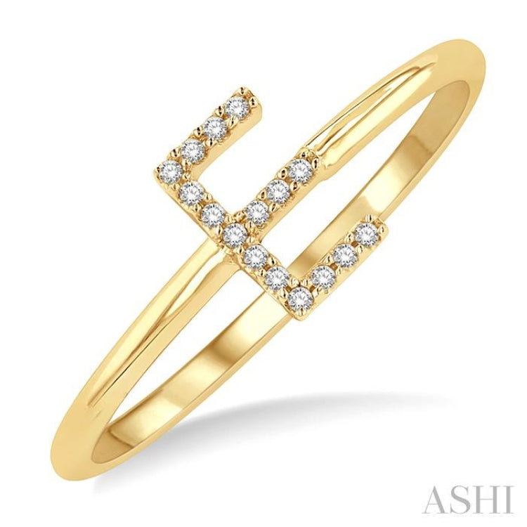 1/20 Ctw Initial 'E' Round Cut Diamond FAshion Ring in 10K Yellow Gold