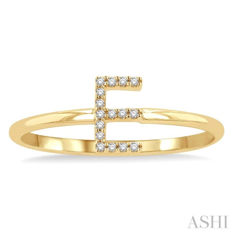 1/20 Ctw Initial 'E' Round Cut Diamond FAshion Ring in 10K Yellow Gold