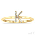 1/20 Ctw Initial 'K' Round Cut Diamond FAshion Ring in 10K Yellow Gold