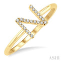 1/20 Ctw Initial 'N' Round Cut Diamond FAshion Ring in 10K Yellow Gold