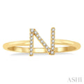 1/20 Ctw Initial 'N' Round Cut Diamond FAshion Ring in 10K Yellow Gold