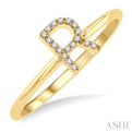 1/20 Ctw Initial 'R' Round Cut Diamond FAshion Ring in 10K Yellow Gold