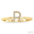 1/20 Ctw Initial 'R' Round Cut Diamond FAshion Ring in 10K Yellow Gold