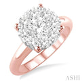 2 Ctw Lovebright Round Cut Diamond Ring in 14K Rose and White Gold