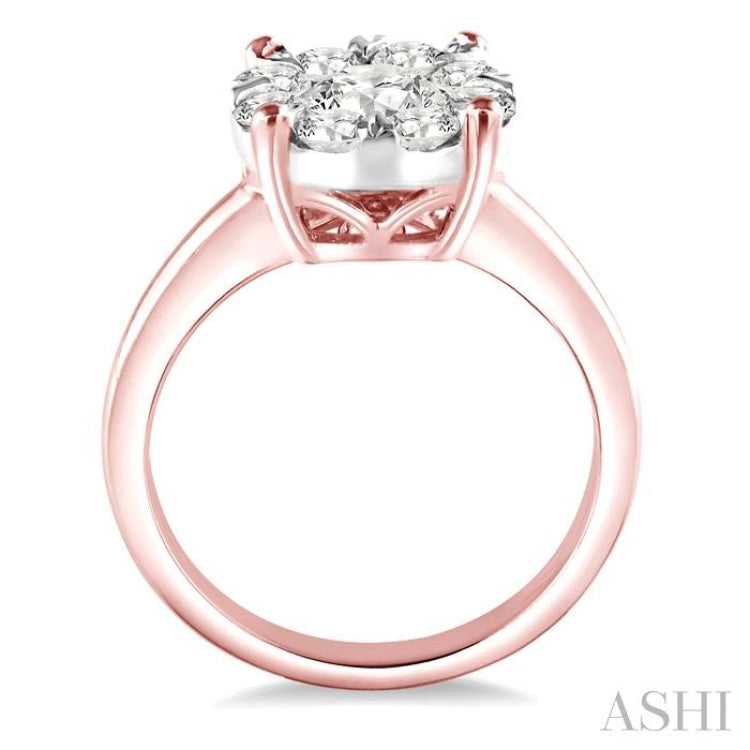 2 Ctw Lovebright Round Cut Diamond Ring in 14K Rose and White Gold