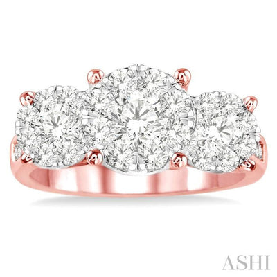 2 Ctw Lovebright Round Cut Diamond Ring in 14K Rose and White Gold