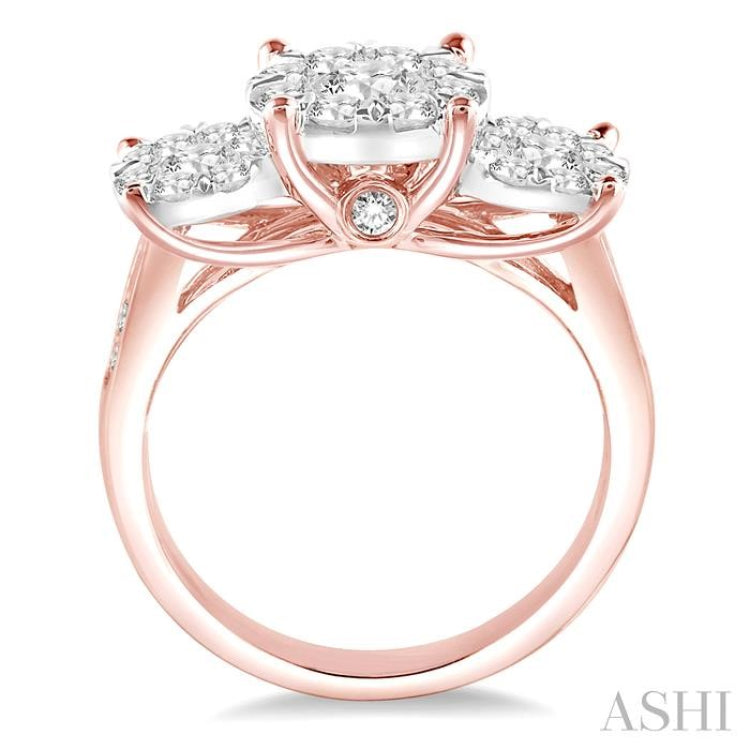 2 Ctw Lovebright Round Cut Diamond Ring in 14K Rose and White Gold