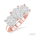 1 1/2 Ctw Lovebright Round Cut Diamond Ring in 14K Rose and White Gold