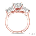 1 1/2 Ctw Lovebright Round Cut Diamond Ring in 14K Rose and White Gold