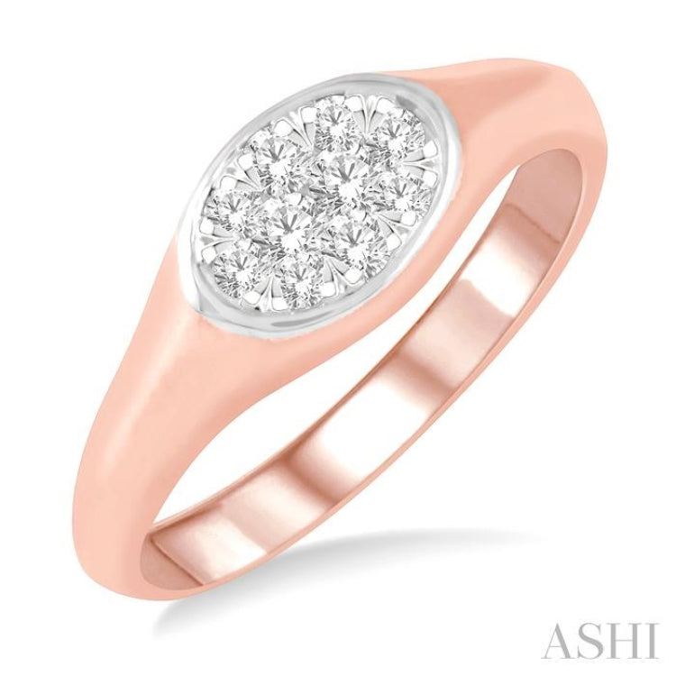 1/4 ctw Oval Shape Lovebright Diamond Ring in 14K Rose And White Gold