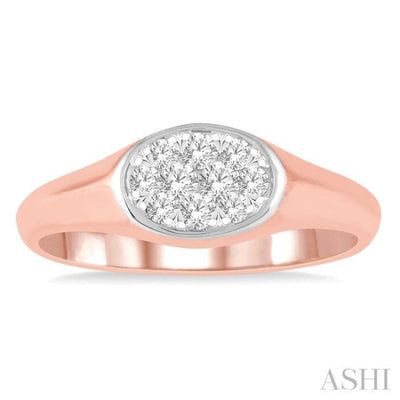 1/4 ctw Oval Shape Lovebright Diamond Ring in 14K Rose And White Gold