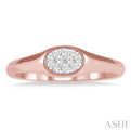 1/8 ctw Oval Shape Lovebright Diamond Ring in 14K Rose And White Gold