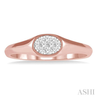 1/8 ctw Oval Shape Lovebright Diamond Ring in 14K Rose And White Gold