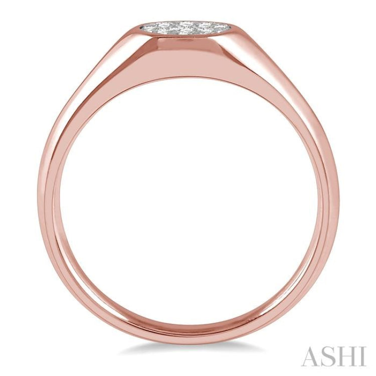 1/8 ctw Oval Shape Lovebright Diamond Ring in 14K Rose And White Gold