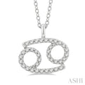 1/8 Ctw Cancer Round Cut Diamond Zodiac Pendant With Chain in 14K White Gold