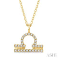 1/8 Ctw Libra Round Cut Diamond Zodiac Pendant With Chain in 14K Yellow Gold