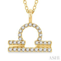 1/8 Ctw Libra Round Cut Diamond Zodiac Pendant With Chain in 14K Yellow Gold