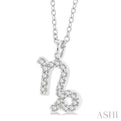 1/10 Ctw Capricorn Round Cut Diamond Zodiac Pendant With Chain in 14K White Gold