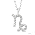 1/10 Ctw Capricorn Round Cut Diamond Zodiac Pendant With Chain in 14K White Gold